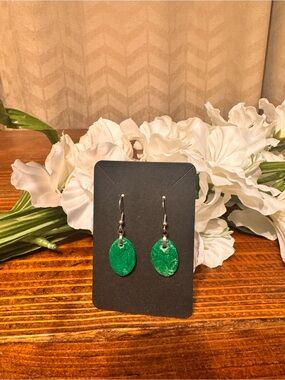 Handcrafted Green Oval Drop Earrings - Lightweight Women Jewelry